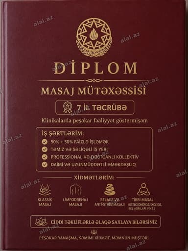 Masajist, Qadın, 5 ildən artıq təcrübə