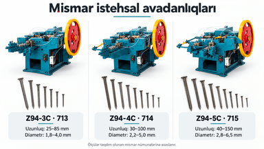 Mismar istehsal edən avadanlıqlar — 3 model