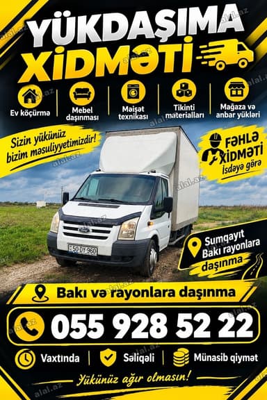 Sumqayıt / Bakı istənilən bölgəyə yüklərin münasib qiymətə daşınması