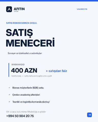 Satış meneceri – 400 AZN + satışdan faiz | Afitin Qrup