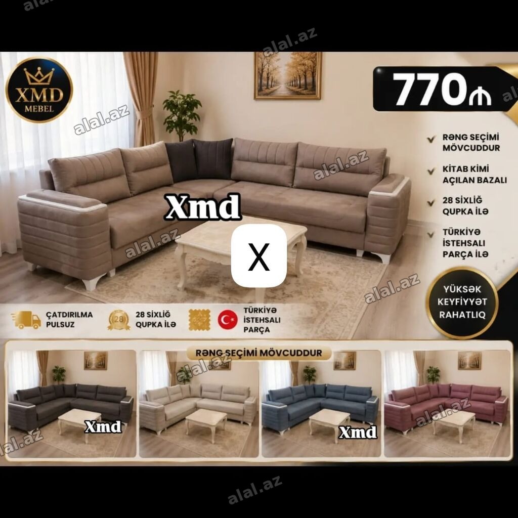 Künc divan – XMD Mebel - Kitab kimi açılan bazalı mexanizm - 28