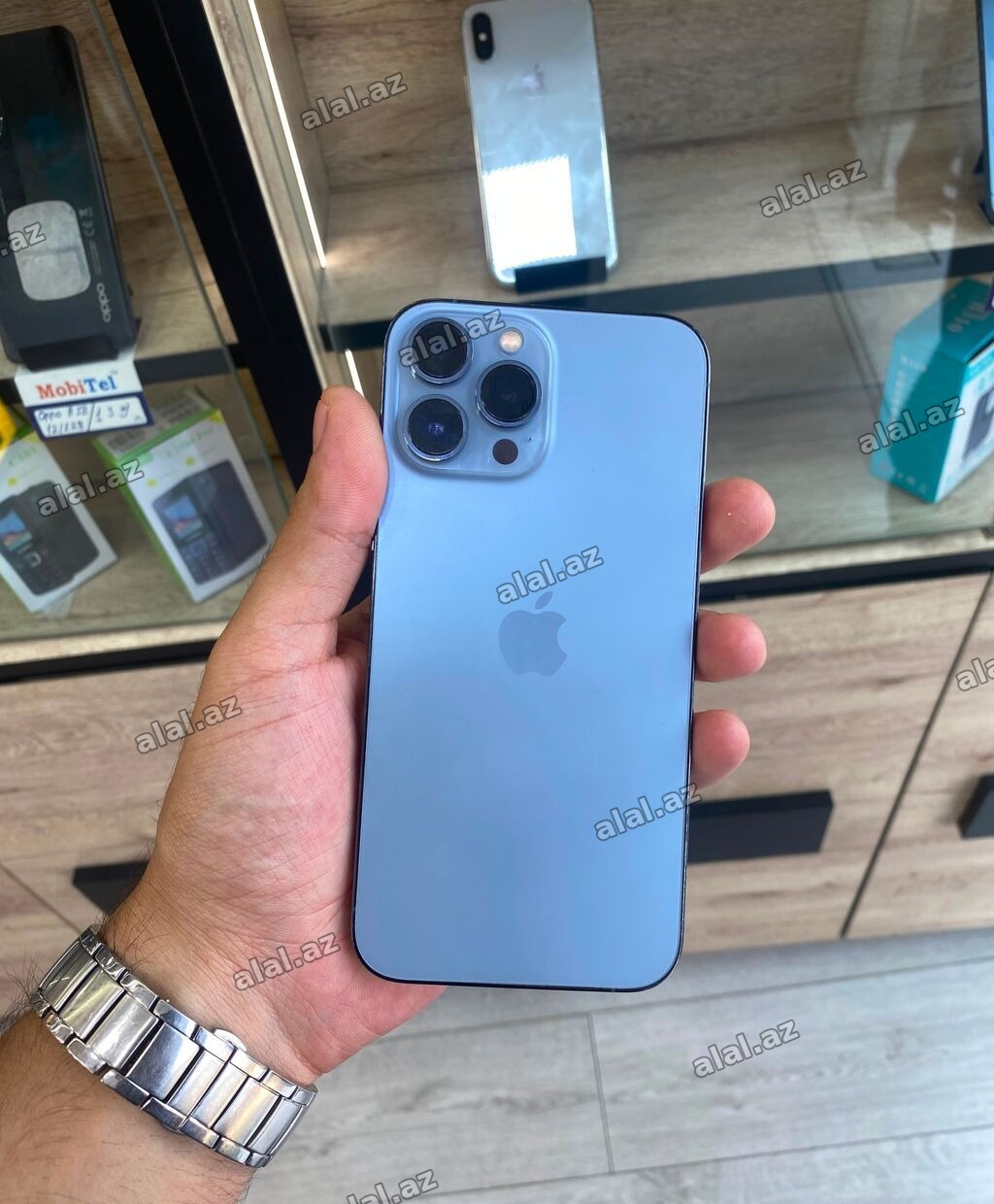 IPhone 13 Pro Max, 128 GB, Sierra Blue, Zəmanət, Simsiz şarj, Face ID