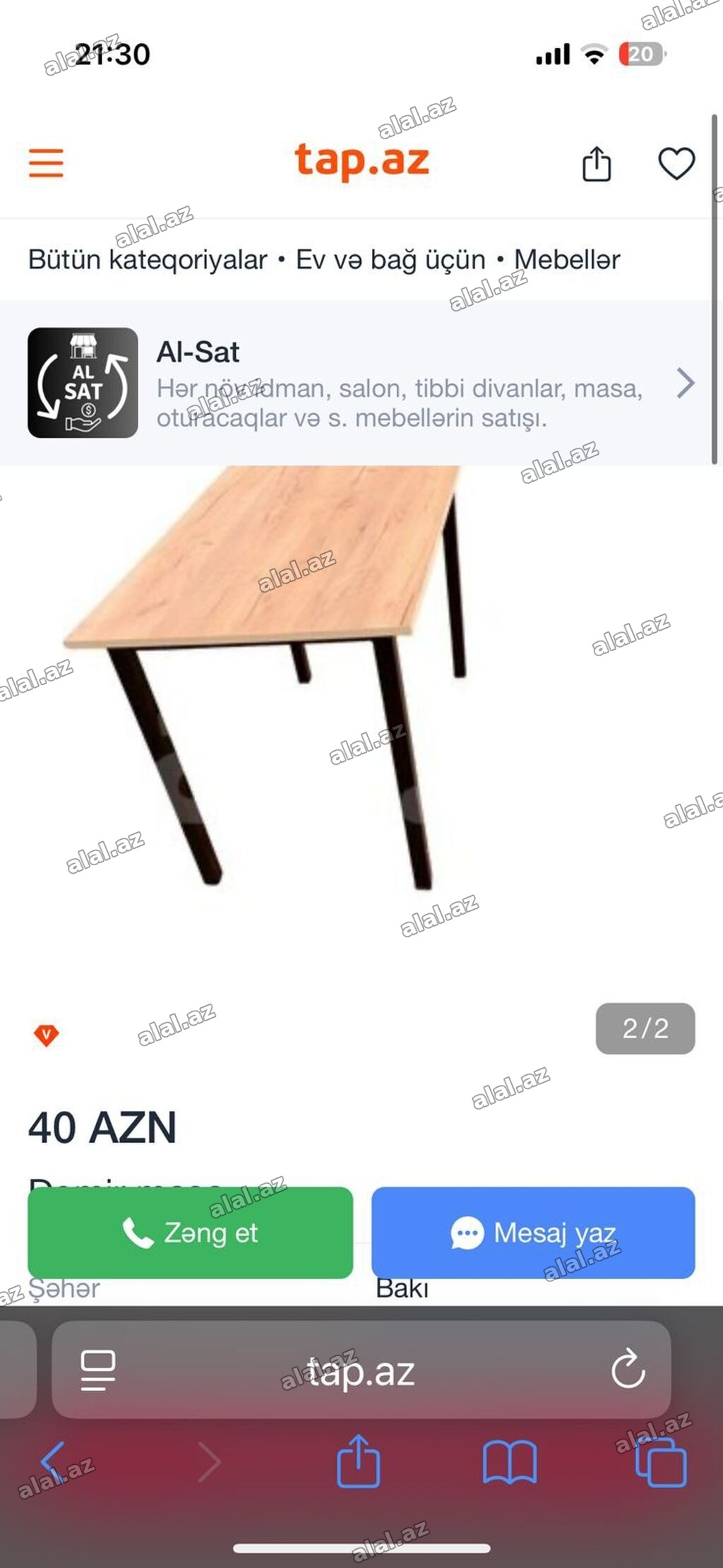 Metal ayaqlı masa - Üst hissə: təbii ağac teksturalı MDF/LDSP