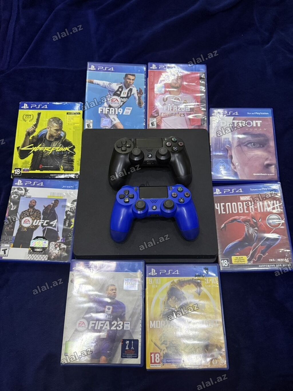 Playstation 4 slim 1 tb yaddaş ilə satılır, ustündə 2 dualshock (göy