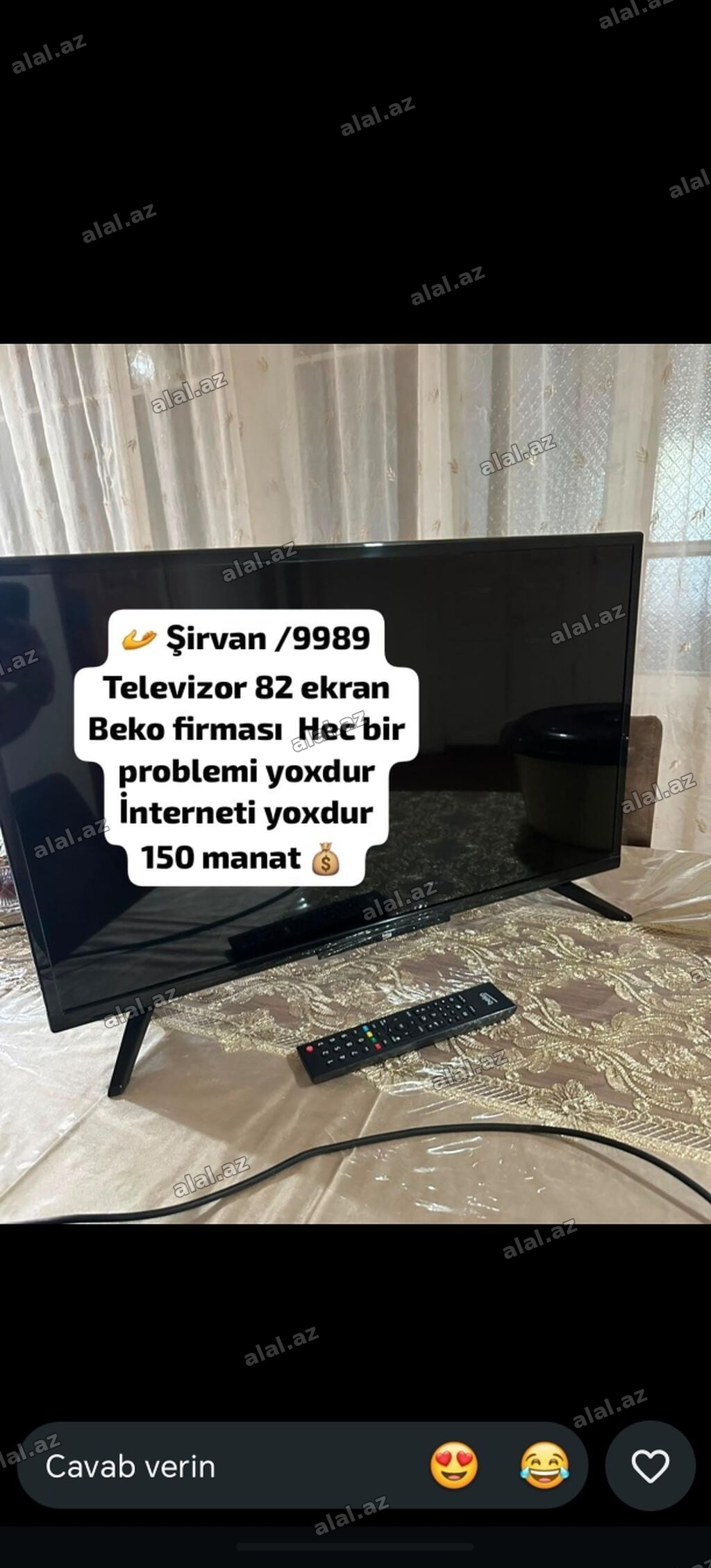 Beko markalı 82 ekran (təxminən 32") televizor. - Rəng: qara, nazik