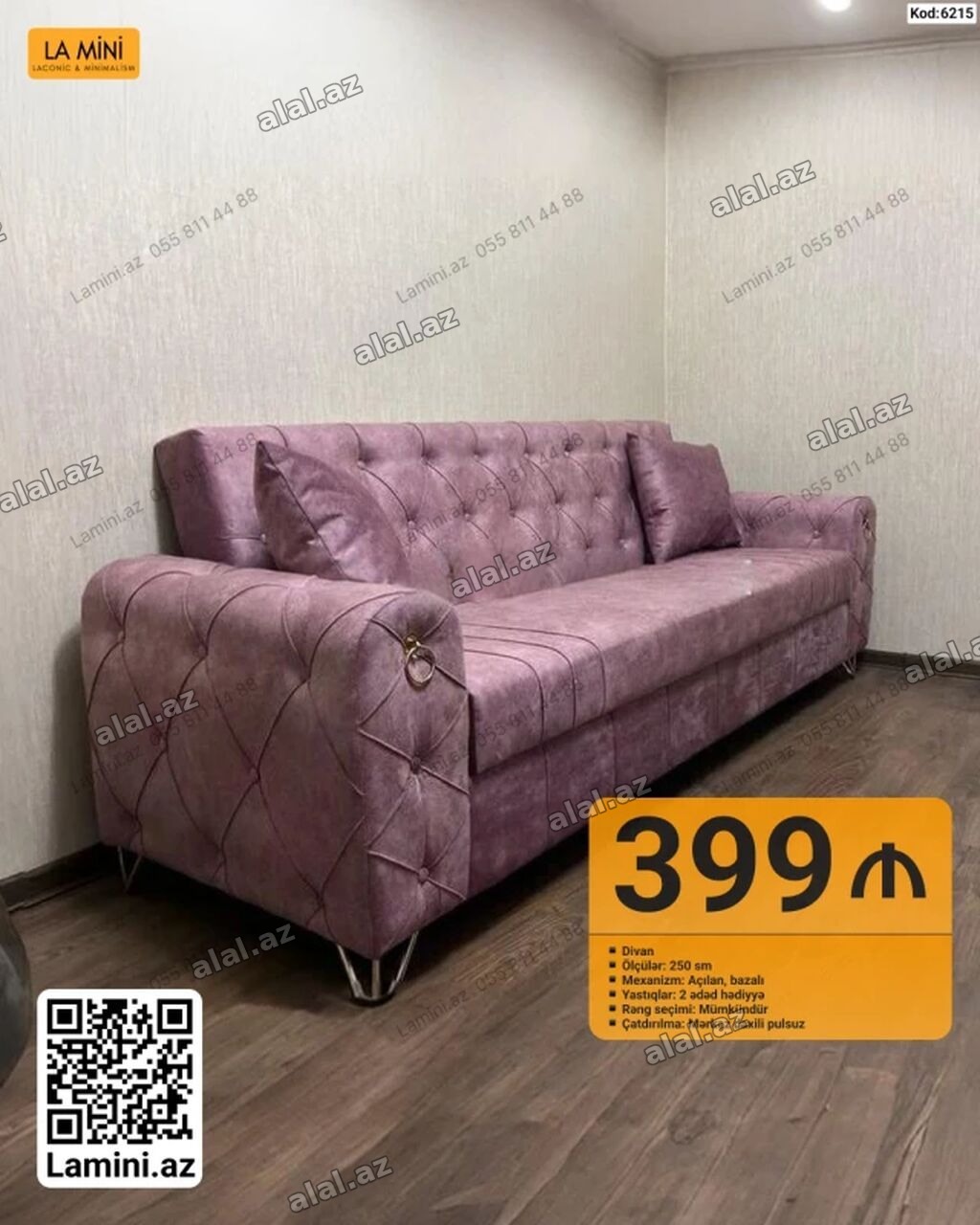 Məhsul: Divan - Ölçü: 250 sm - Mexanizm: Açılan, bazalı (yataq