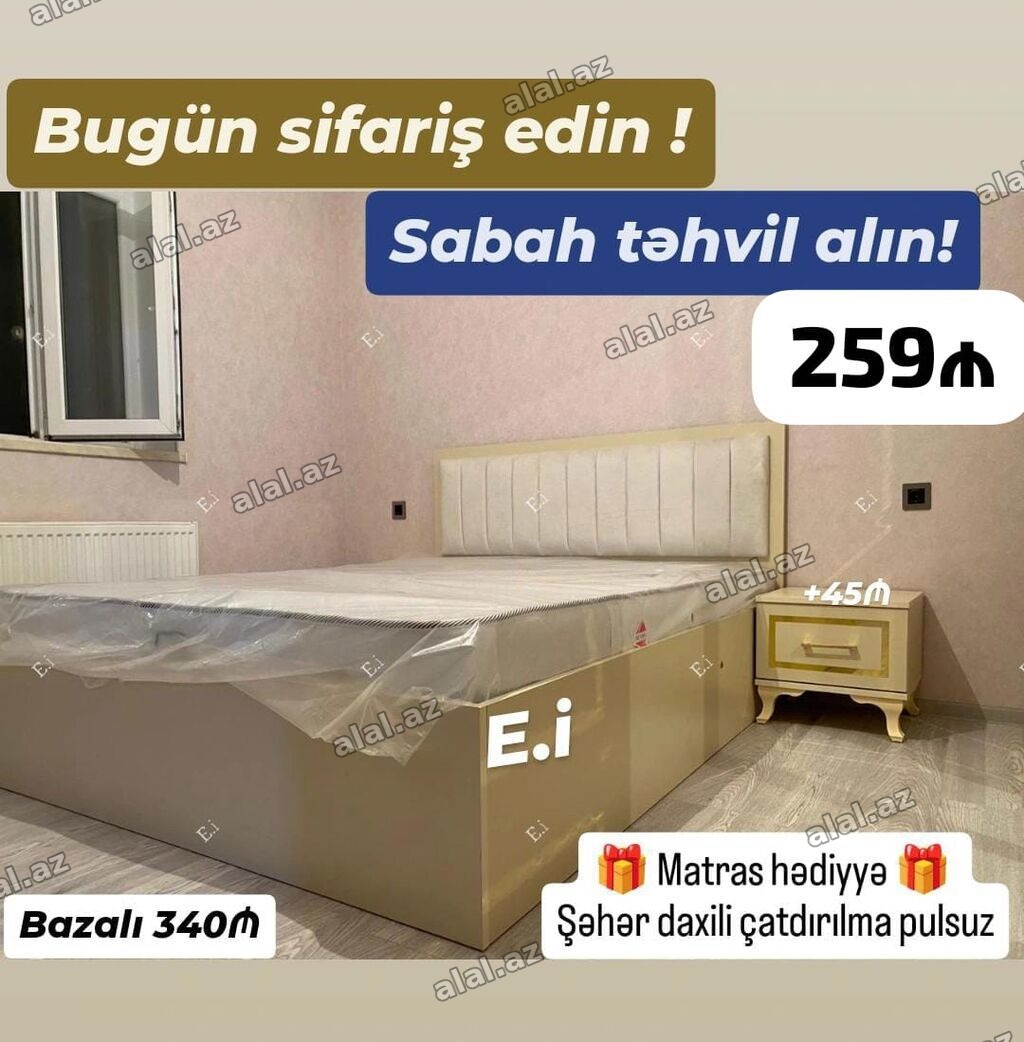 Yataq dəsti – müxtəlif modellər - Yumşaq başlıqla, müasir dizaynlı