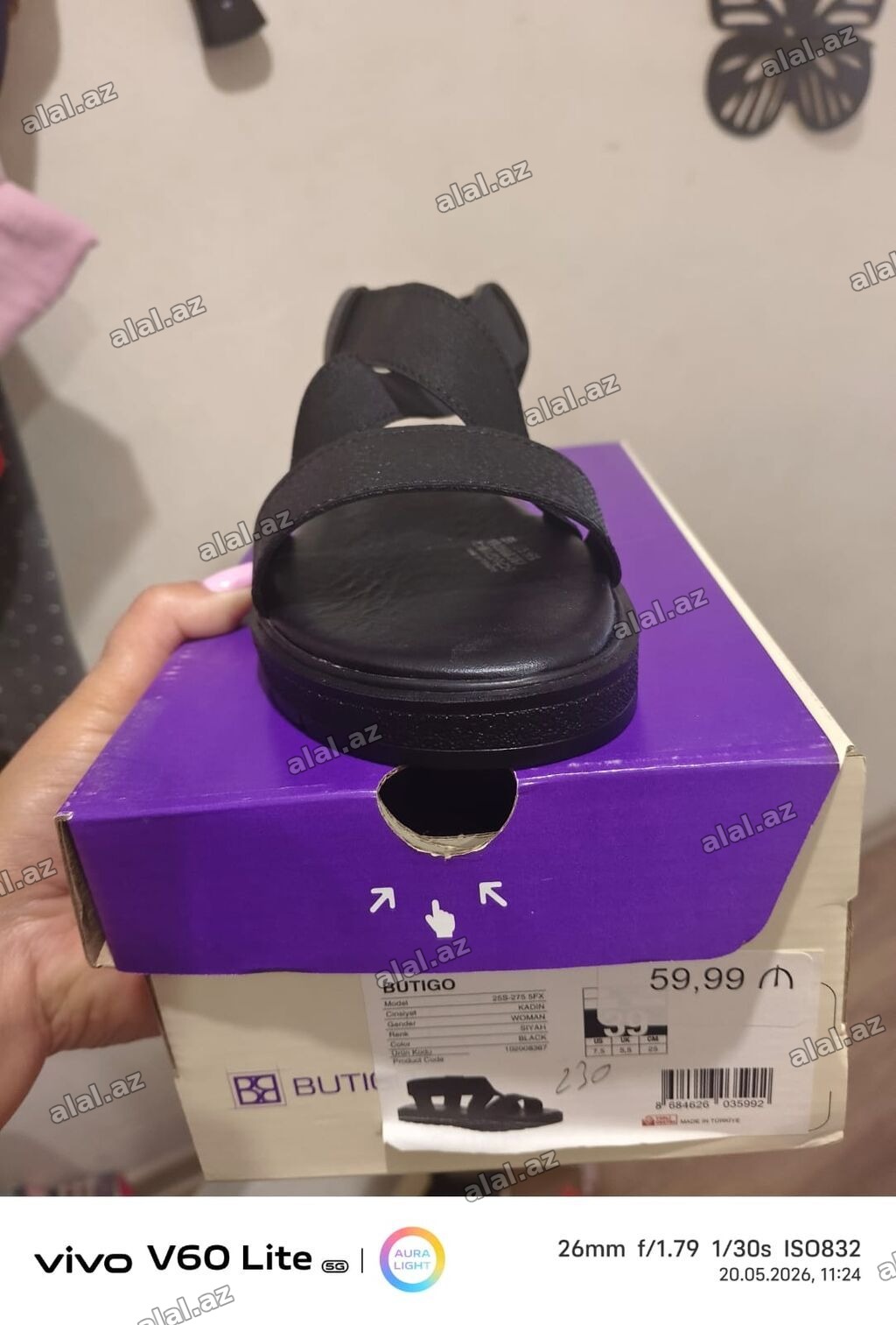 BUTIGO qadın sandal modeli - Rəng: qara - Brend: BUTIGO - Model kodu