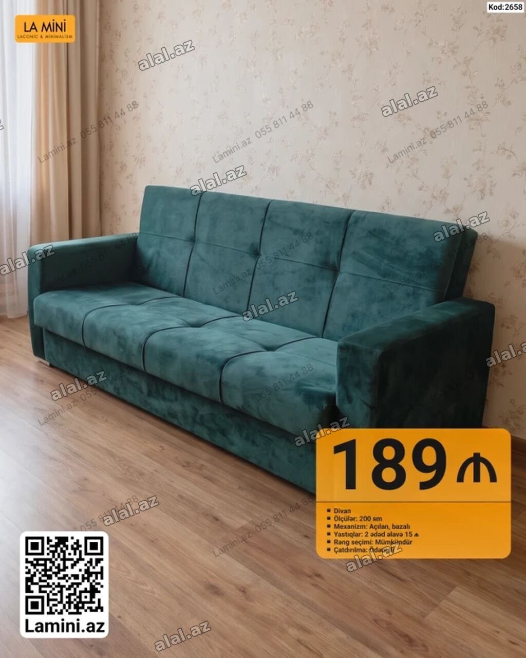 Məhsul: Divan Kod: 2658 - Ölçülər: 200 sm - Mexanizm: Açılan