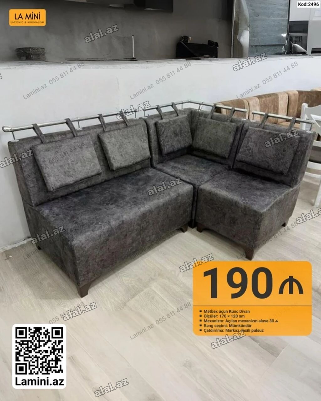 Mətbəx üçün künc divan - Ölçülər: 170 × 120 sm - Mexanizm: Açılan