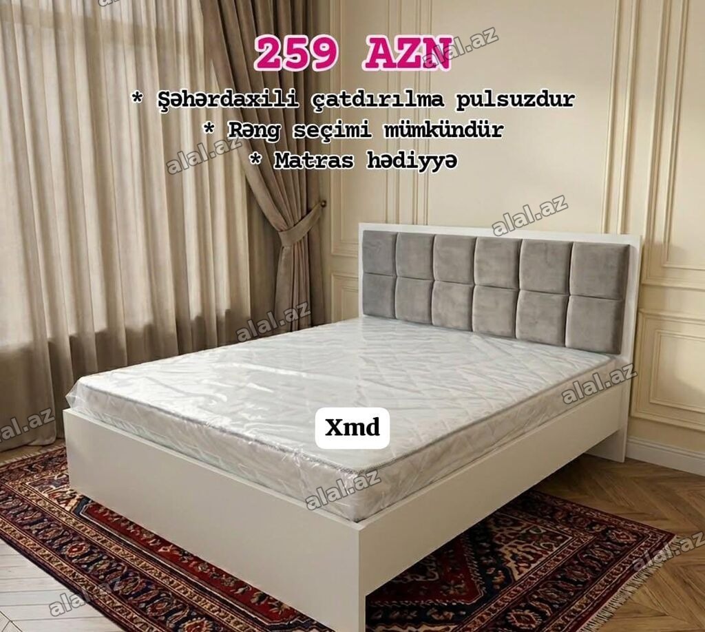 259 AZN Mebel dəsti: iki nəfərlik çarpayı - Ölçü: təxminən 160x200 sm