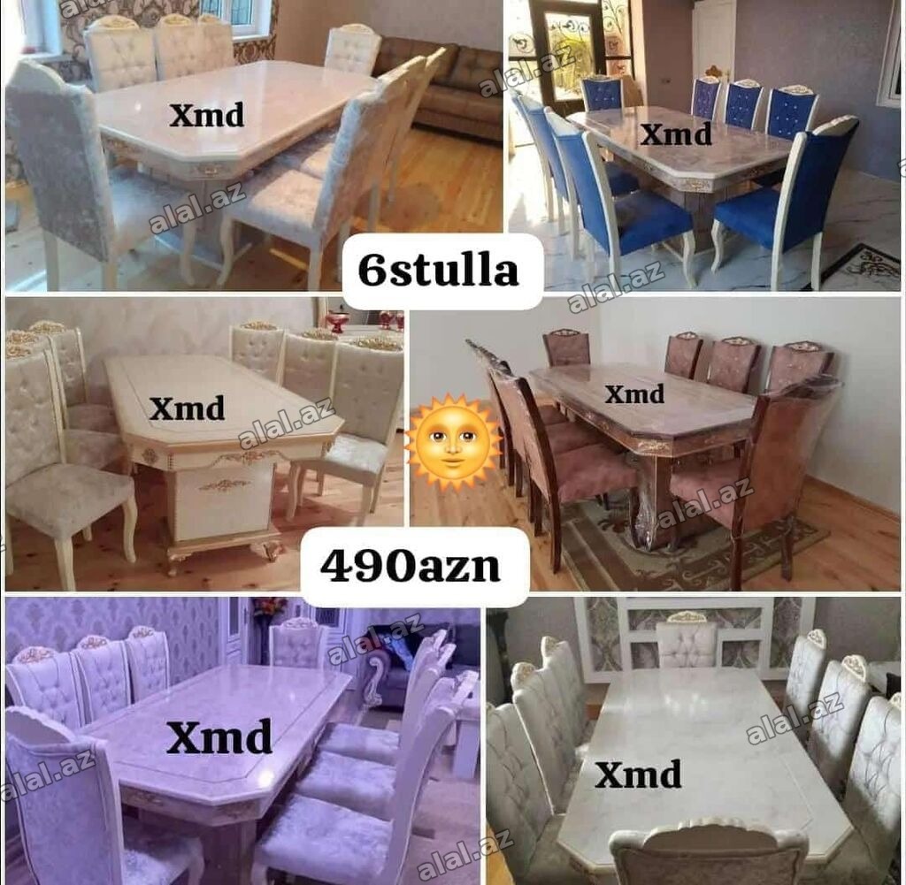 Qonaq otağı üçün, Yeni, Dördbucaq masa, 6 stul