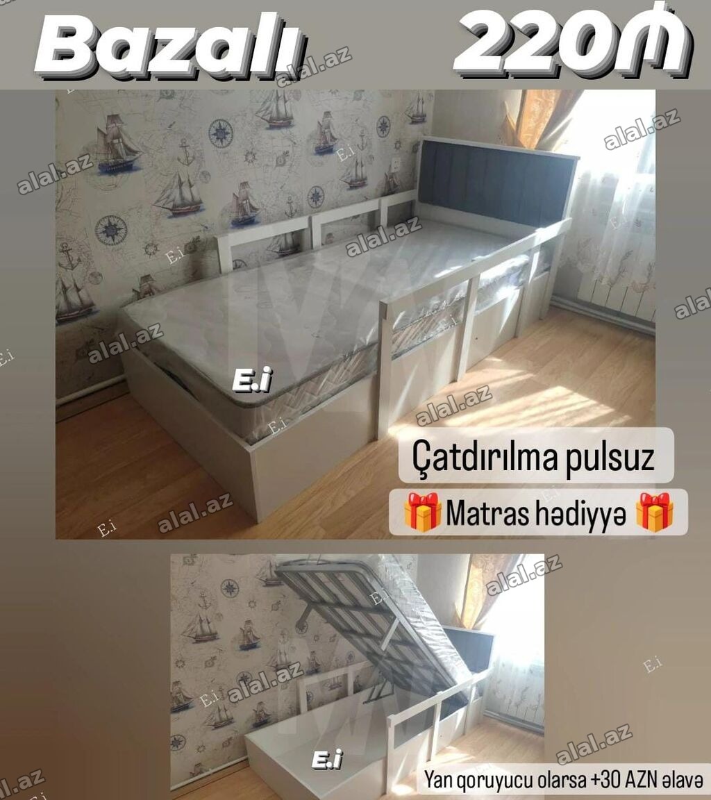 Yeni, Təknəfərlik çarpayı, Bazalı, Matras ilə, Siyirməsiz
