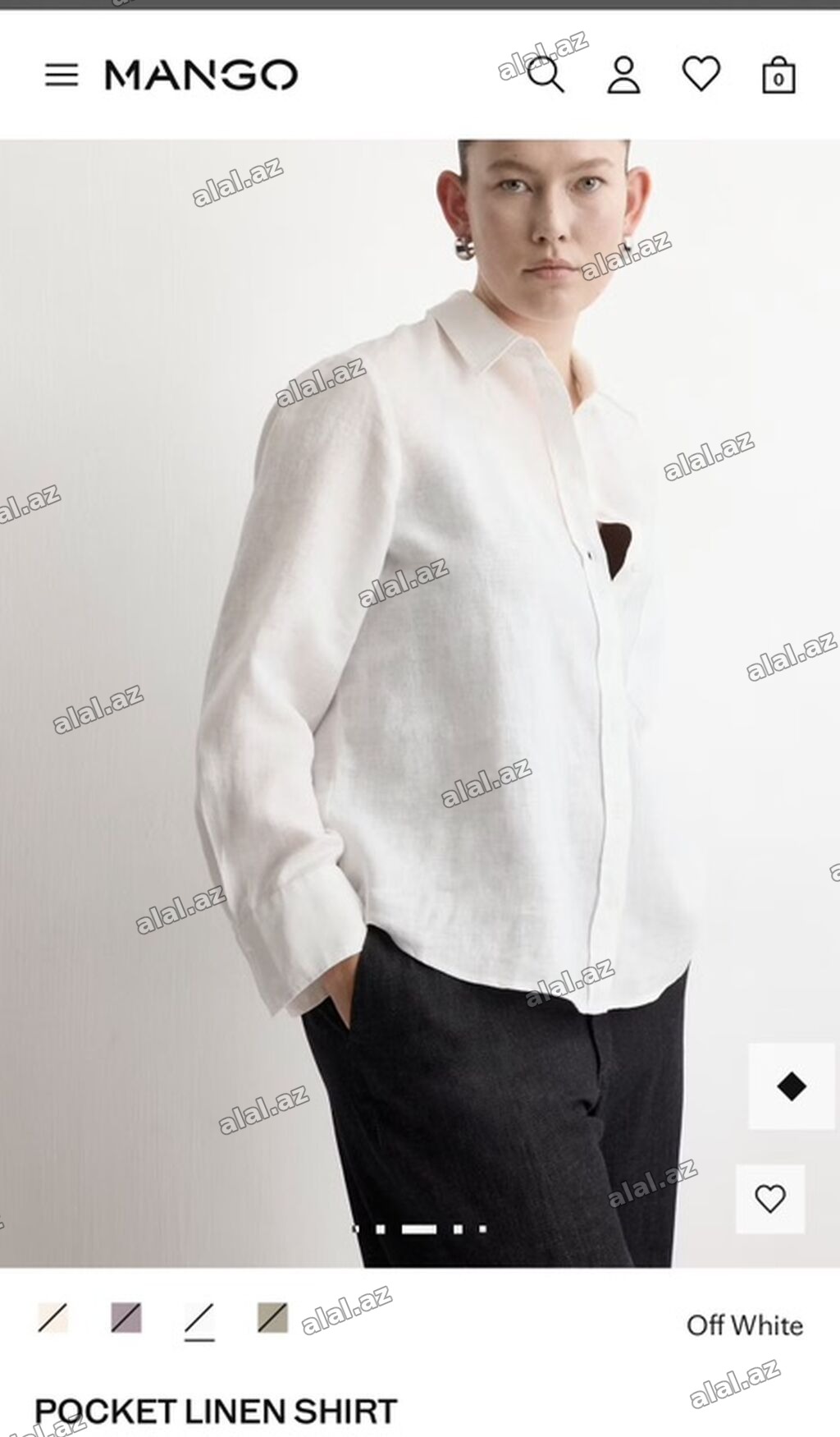Mango – Pocket Linen Shirt (Off White) Məhsul geri qaytarma müddəti