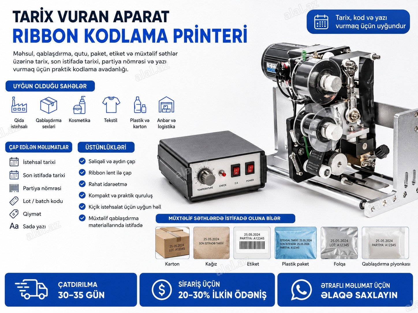 Qablaşdırma üçün tarix və kod vuran aparat