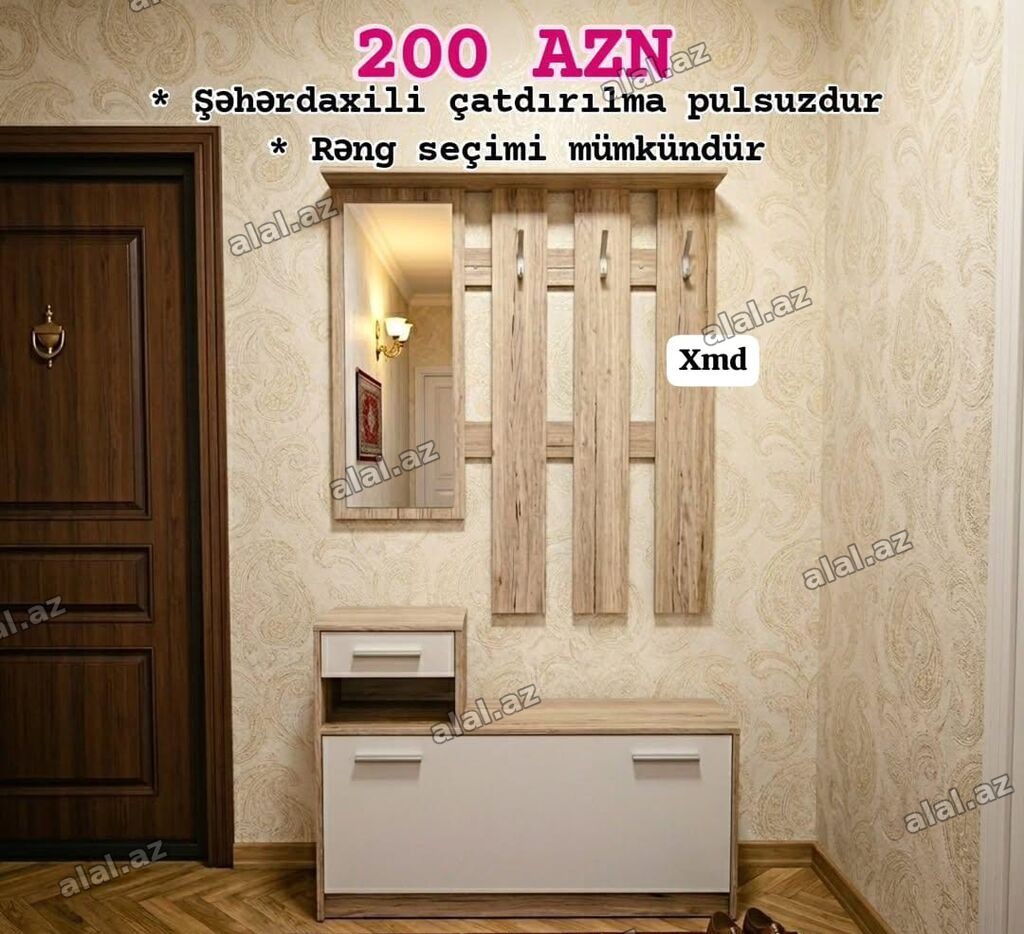 Dəhliz üçün çoxfunksiyalı asma askılıq və şkaf dəsti - Komplekt