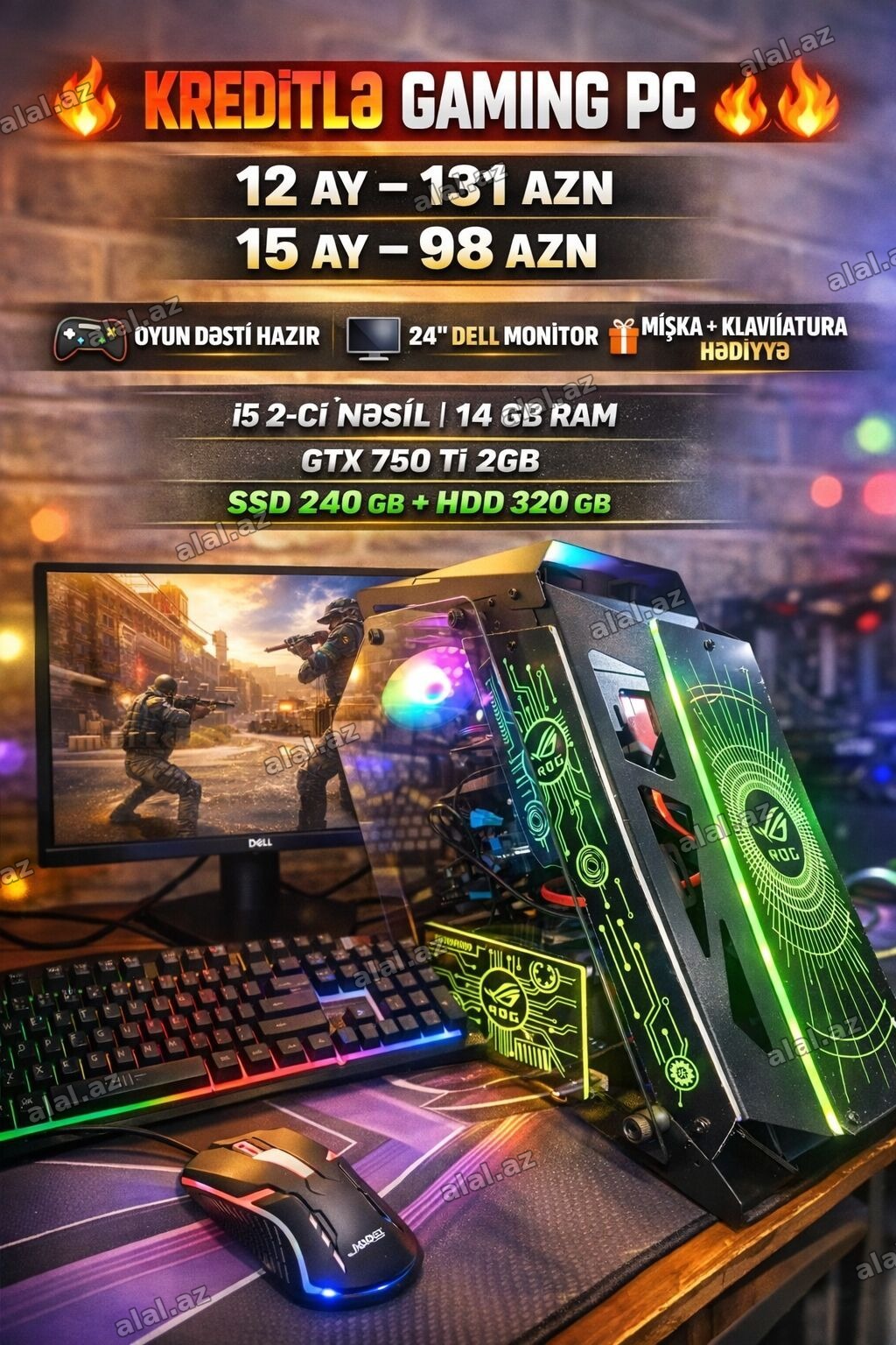 Kreditle Gaming PC – oyun dəsti hazır Texniki göstəricilər: -