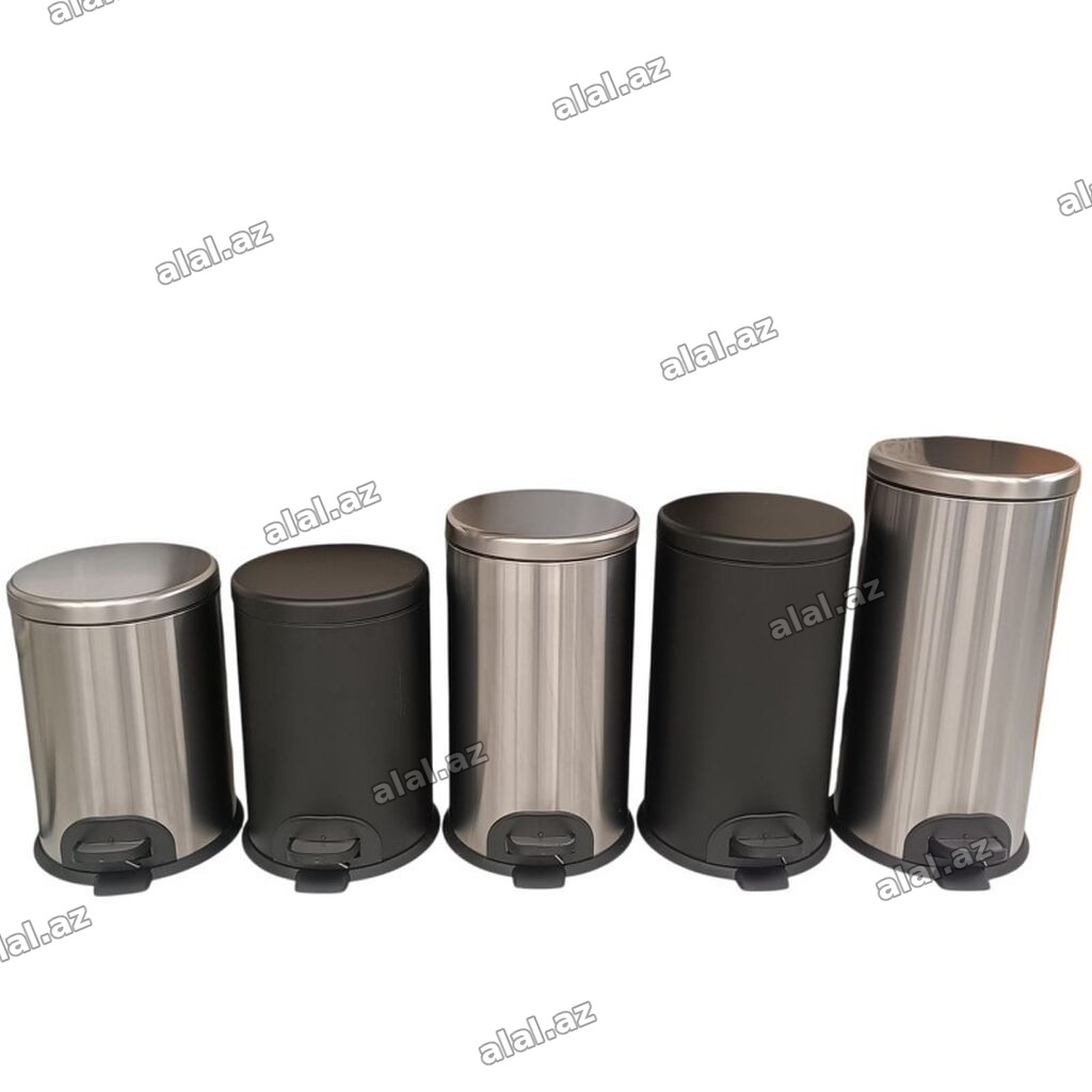 Pedallı zibil qabları dəsti - Material: paslanmayan polad və mat qara
