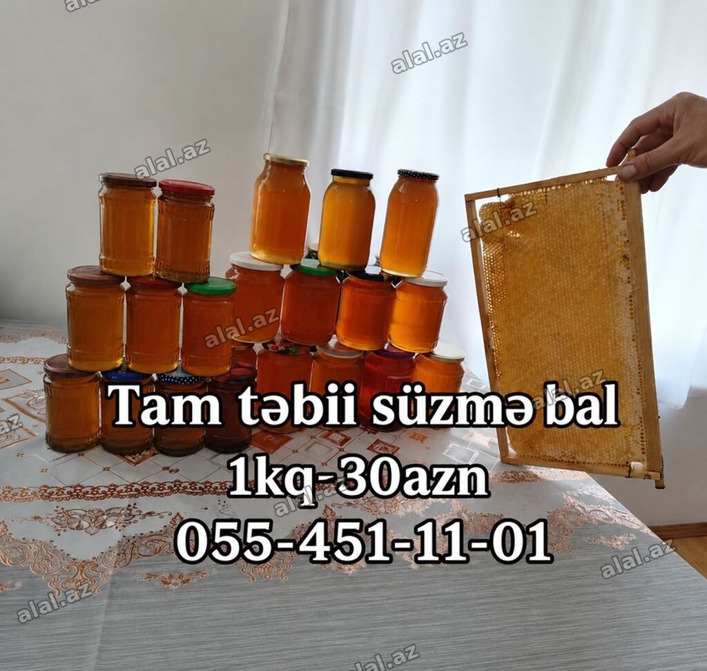 Tam təbii süzmə bal - Arı pətəyindən təzə süzülmüş, qatqısız bal -