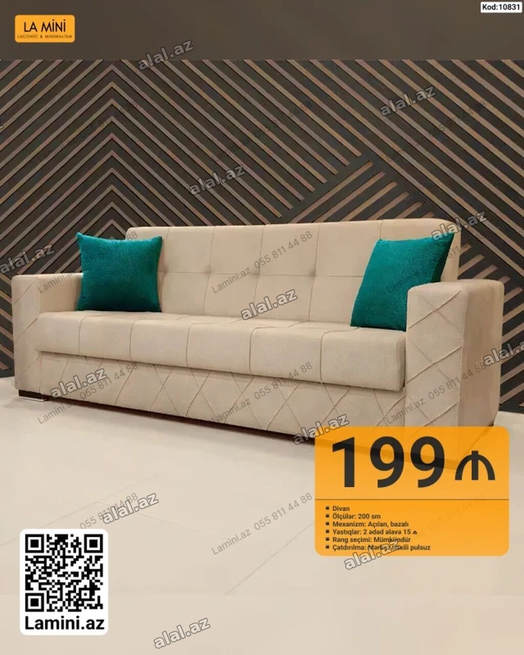 Divan – La Mini (Kod: 10831) - Ölçü: 200 sm - Mexanizm: Açılan