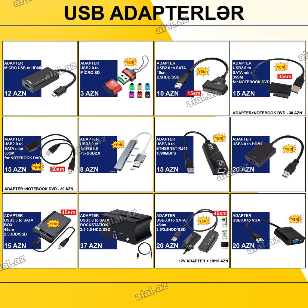 USB Adapterlər/Konverterlər (Çeviricilər) ⭐USB2.0 to Micro SD – 3 AZN
