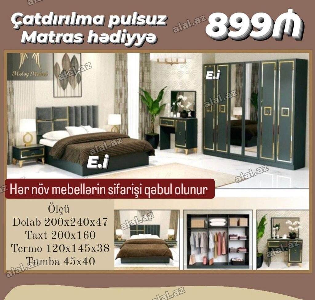 Yataq otağı mebel dəsti - Qiymət: 899₼ - Çatdırılma pulsuz - Matras