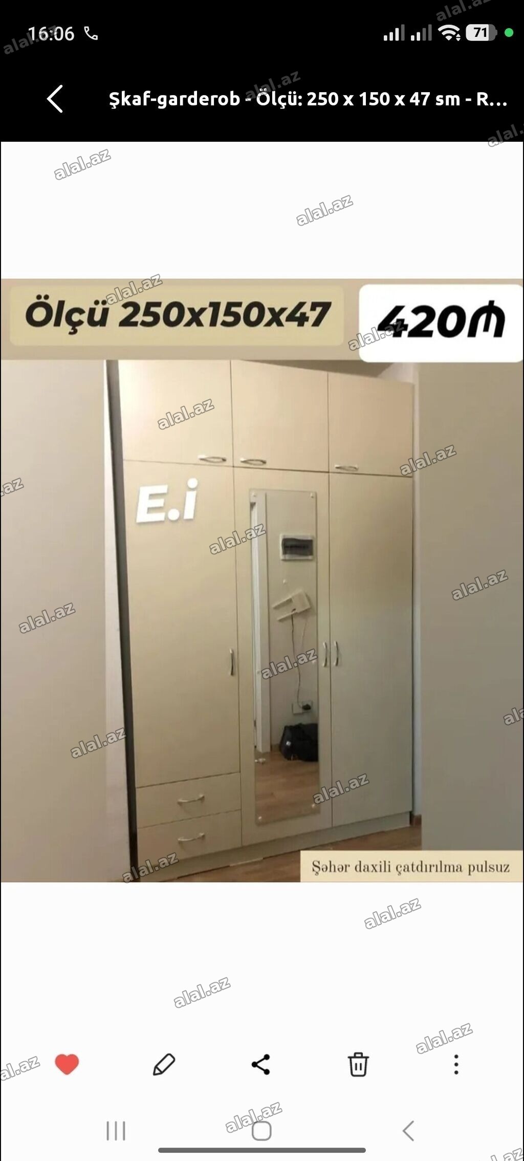Yeni, 3 qapılı, Bej, Açılan, Düz dolab