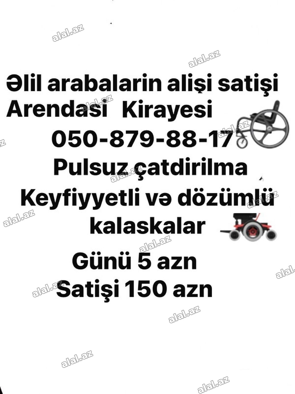 Əlil arabalarının alışı və satışı - Arendası/kirayəsi mövcuddur -