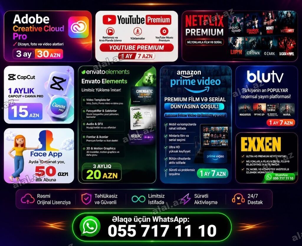 Rəqəmsal xidmətlər paketi – premium abunəliklər və yaradıcılıq