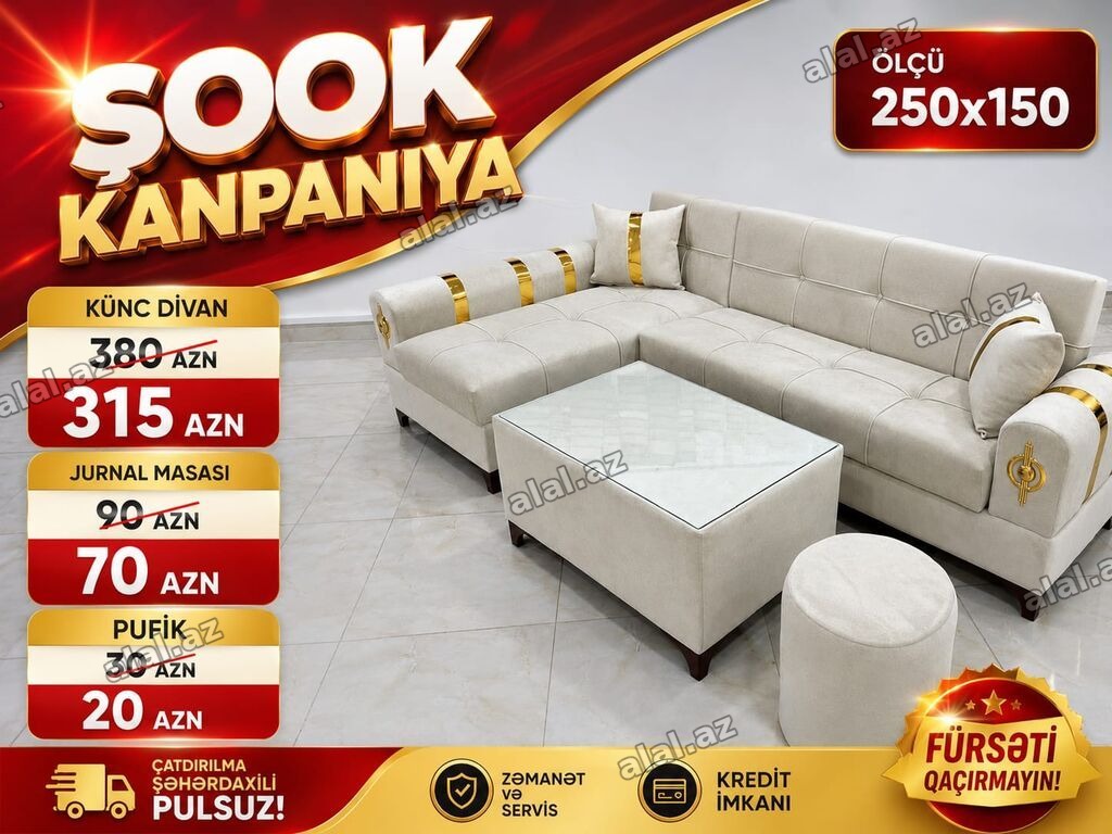 Məhsul: Künc divan dəsti Ölçü: 250 x 150 Tərkibi və qiymətlər