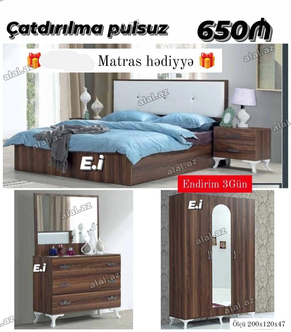 Yataq otağı mebel dəsti • Qiymət: 650₼ • Çatdırılma pulsuz •