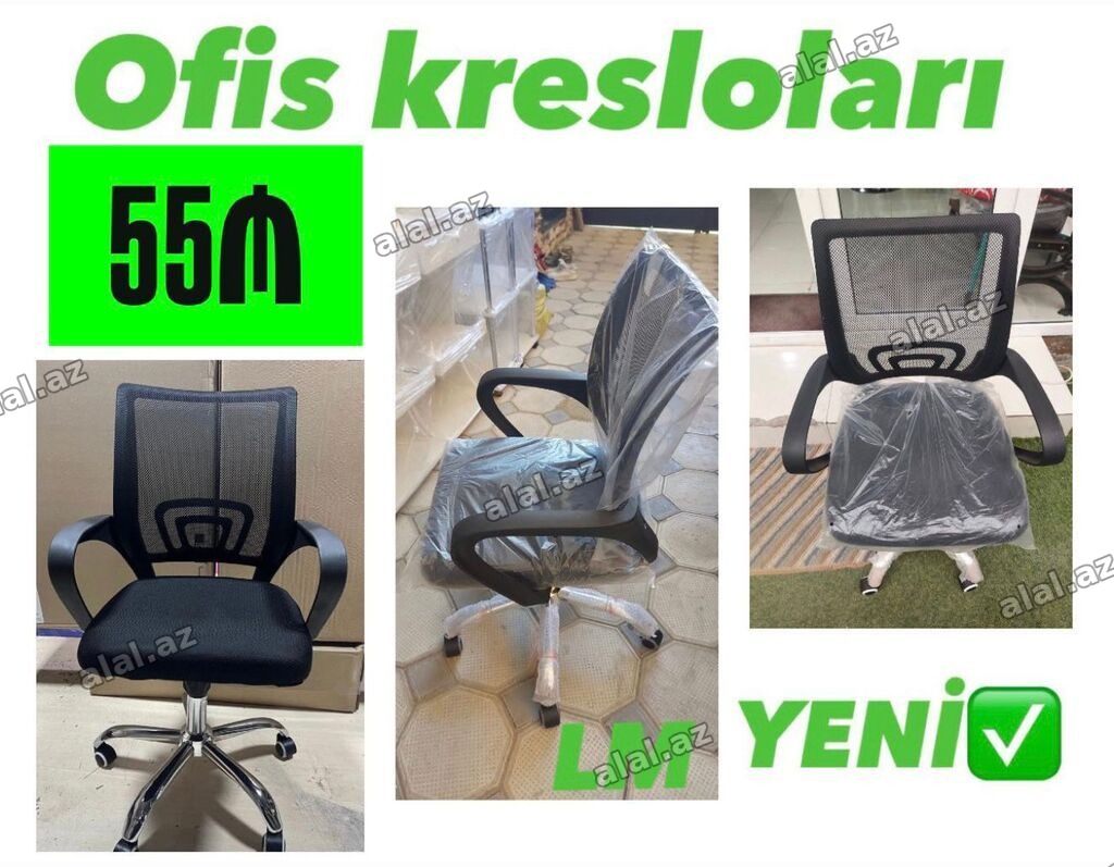 Ofis kresloları – 55₼ - Nəfəsalan mesh arxa dayağı: havalanma təmin