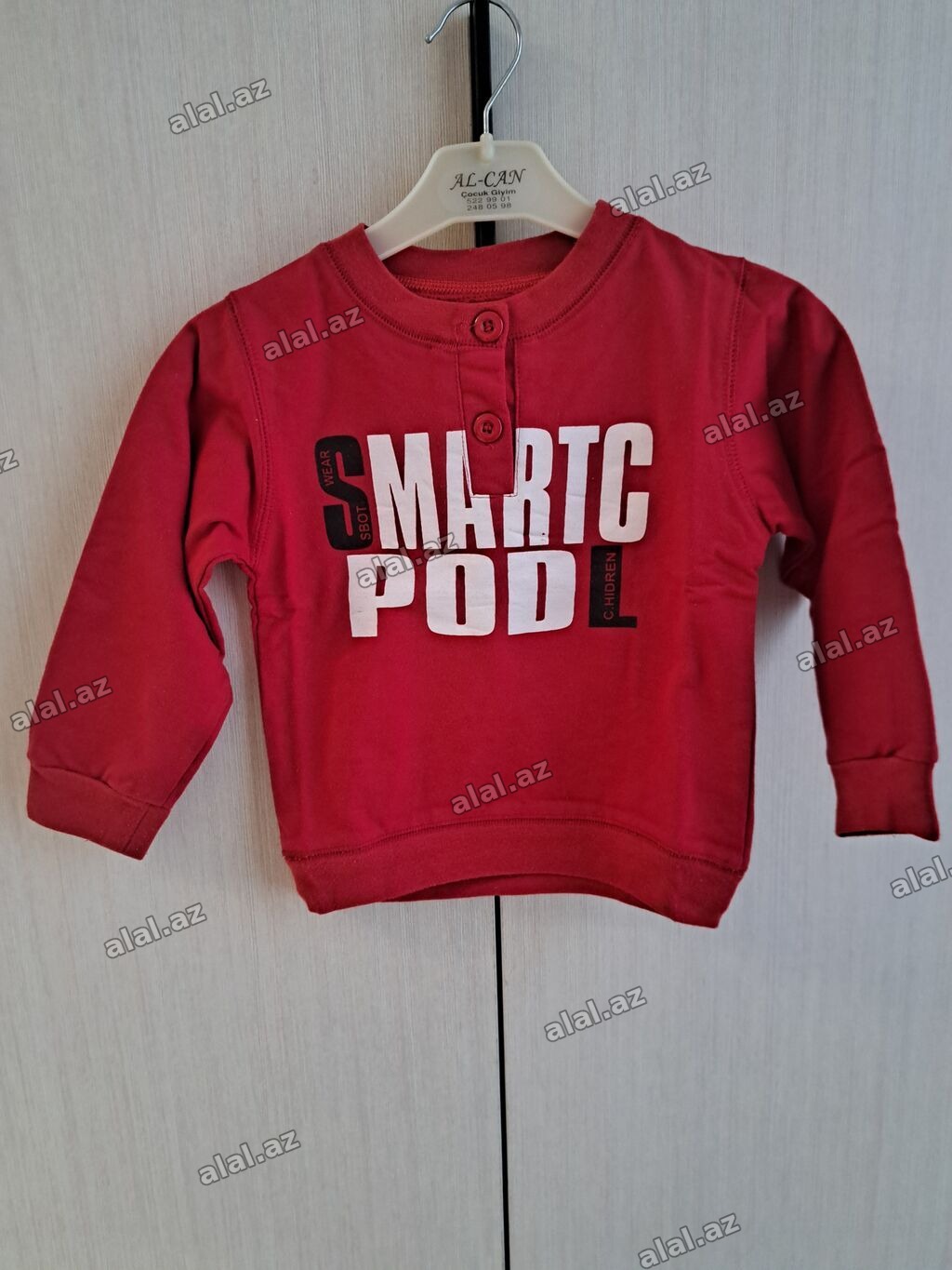 Uşaq uzunqol köynəyi – qırmızı rəngdə - Modell: “SMARTC PODL” yazılı