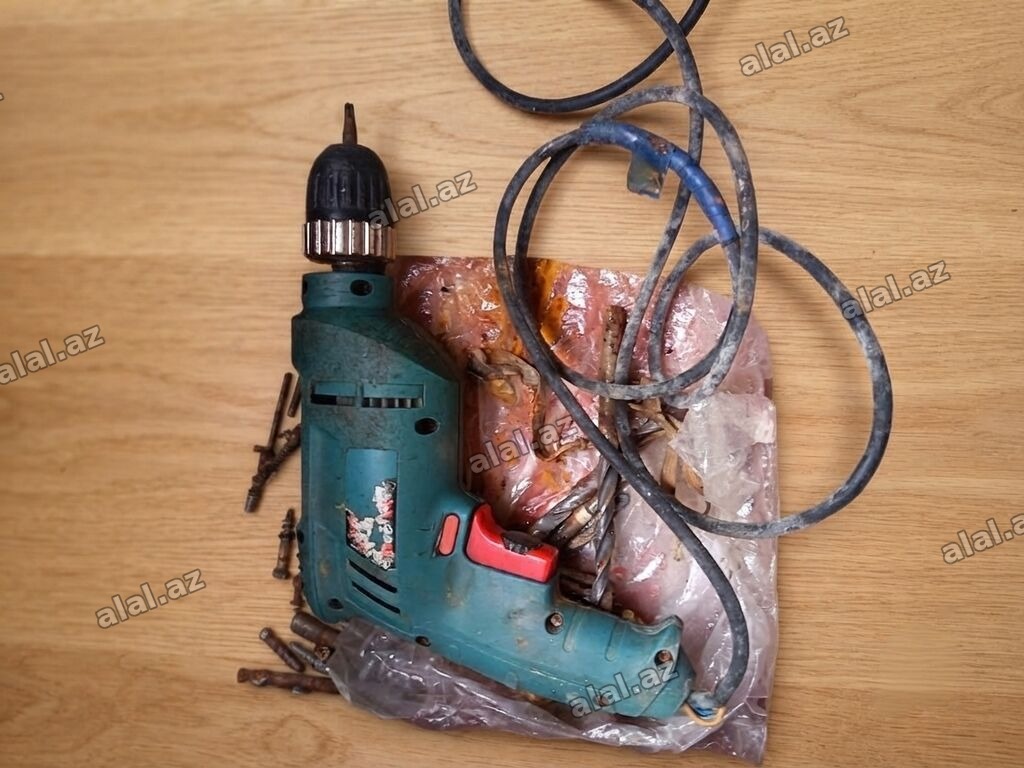 Elektrik zərbəsiz matkap + qazma ucluqları dəsti - Şəbəkə ilə