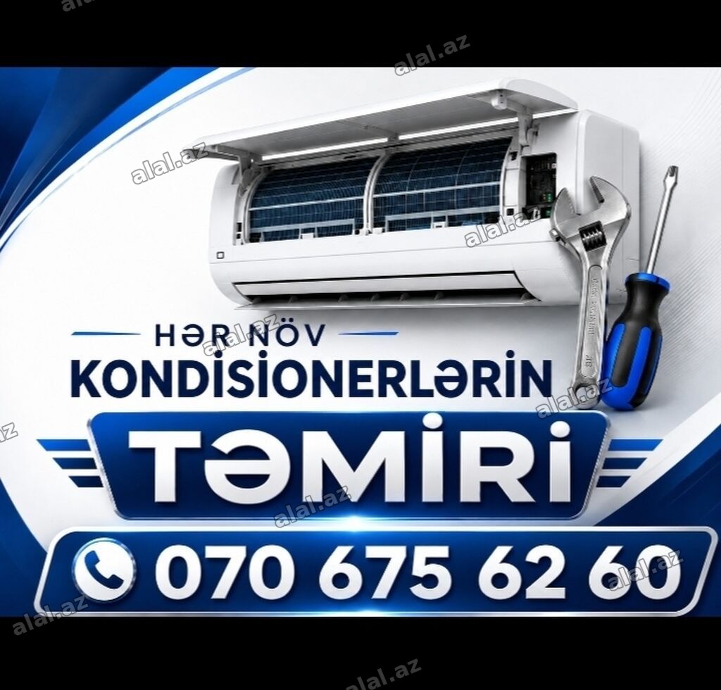 Kondisionerlərin təmiri sökülməsi yuyulması, qaz vurulması, boruların