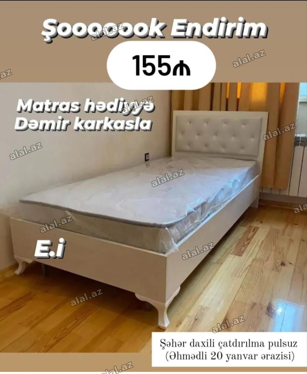 Şok endirimli tək nəfərlik çarpayı - Qiymət: 155 ₼ (şəkildə