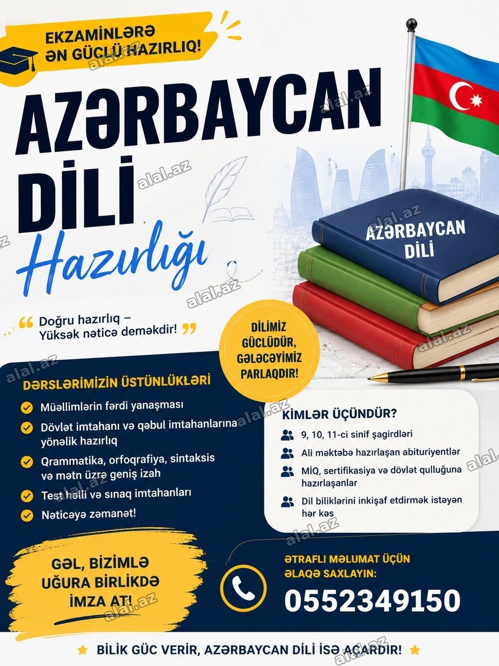 Xarici dil kursu, Azərbaycan dili, Böyüklər üçün, Uşaqlar üçün, Abituriyentlər ü