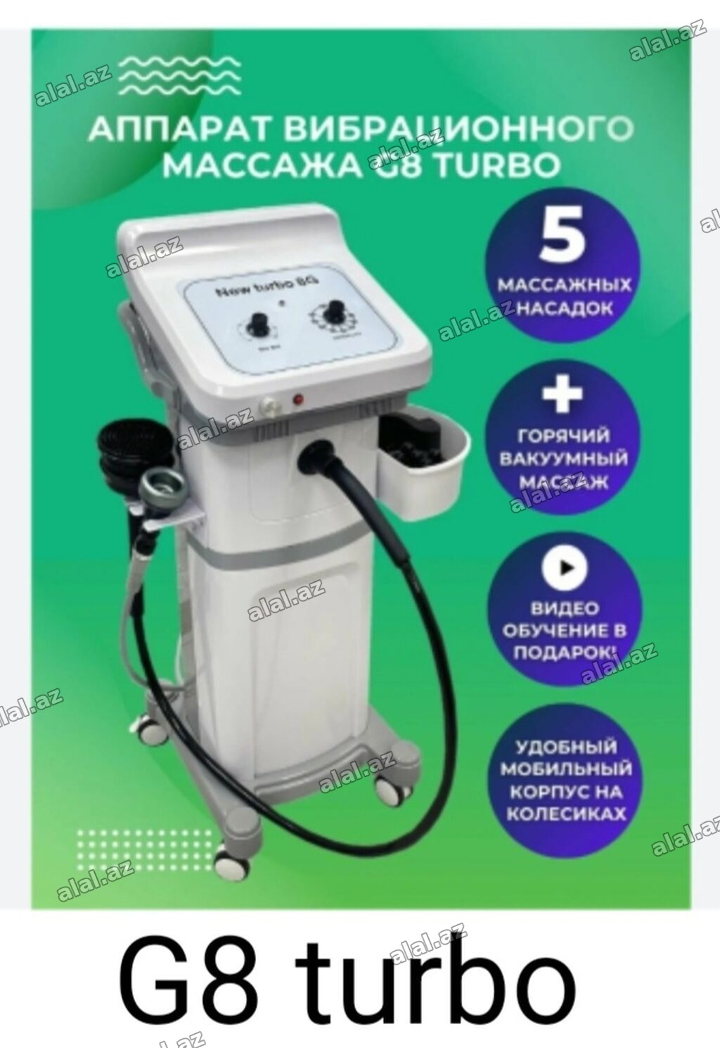 G8 Turbo vibrasiya masaj aparatı - 5 ədəd masaj başlığı: fərqli