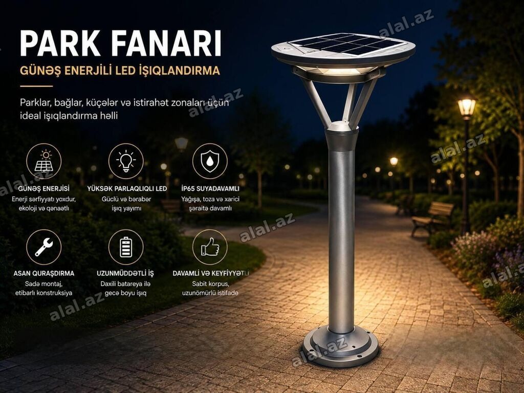 Park fənərı C08 günəş panelli (boz) Günəş enerjili LED park fanarı —