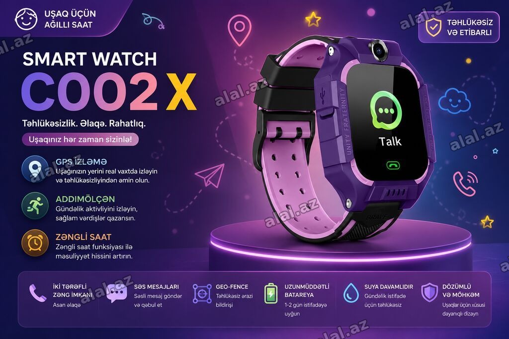 Kateqoriya: Smart saatlar Brend: Smart Berry Model: C002 Məhsul: Uşaq