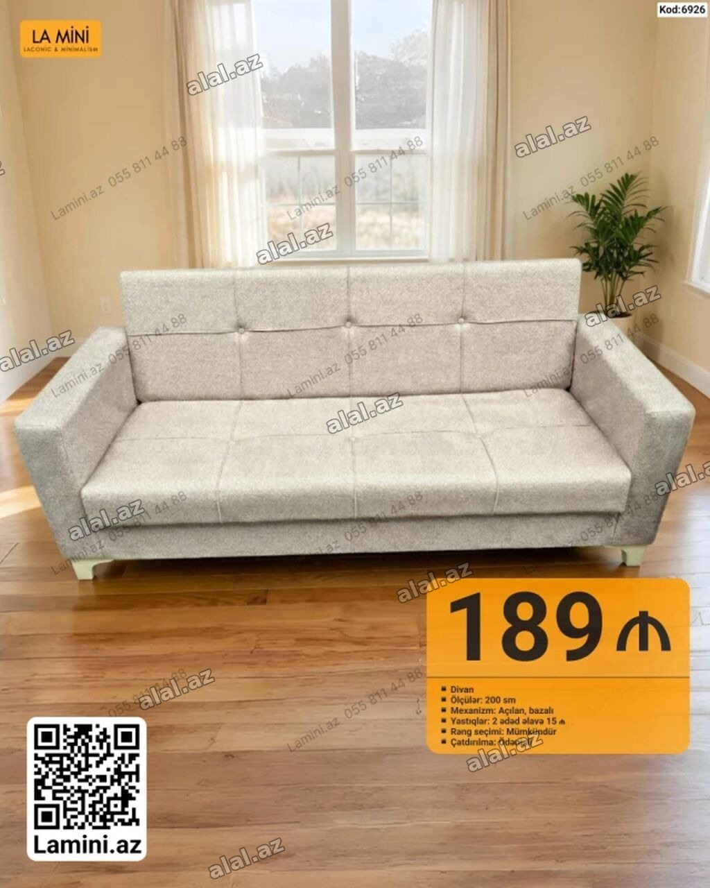 Məhsul: Divan (Kod: 6926) - Ölçü: 200 sm - Mexanizm: Açılan, bazalı