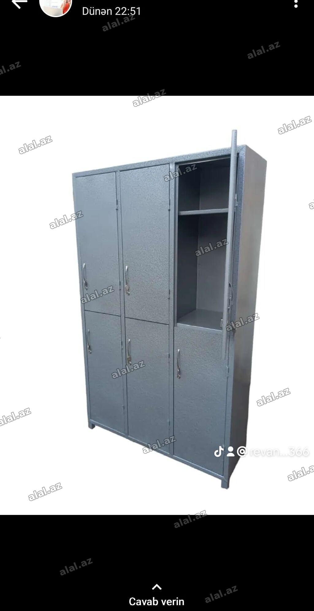Metall şkaf – 6 bölməli geyim dolabı - Material: qalın metal