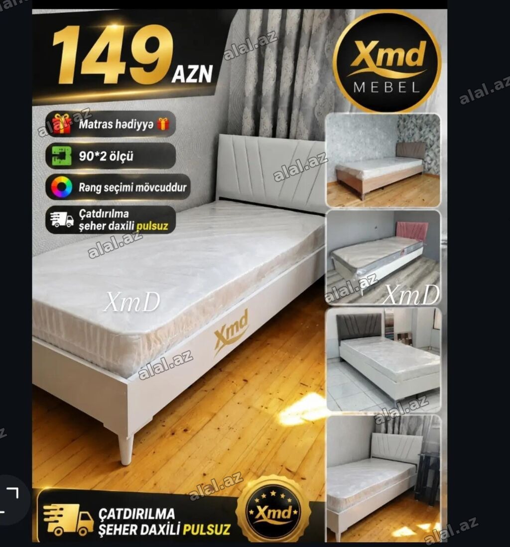 Xmd Mebel tək nəfərlik çarpayı - Ölçü: 90×200 sm - Matras hədiyyə -