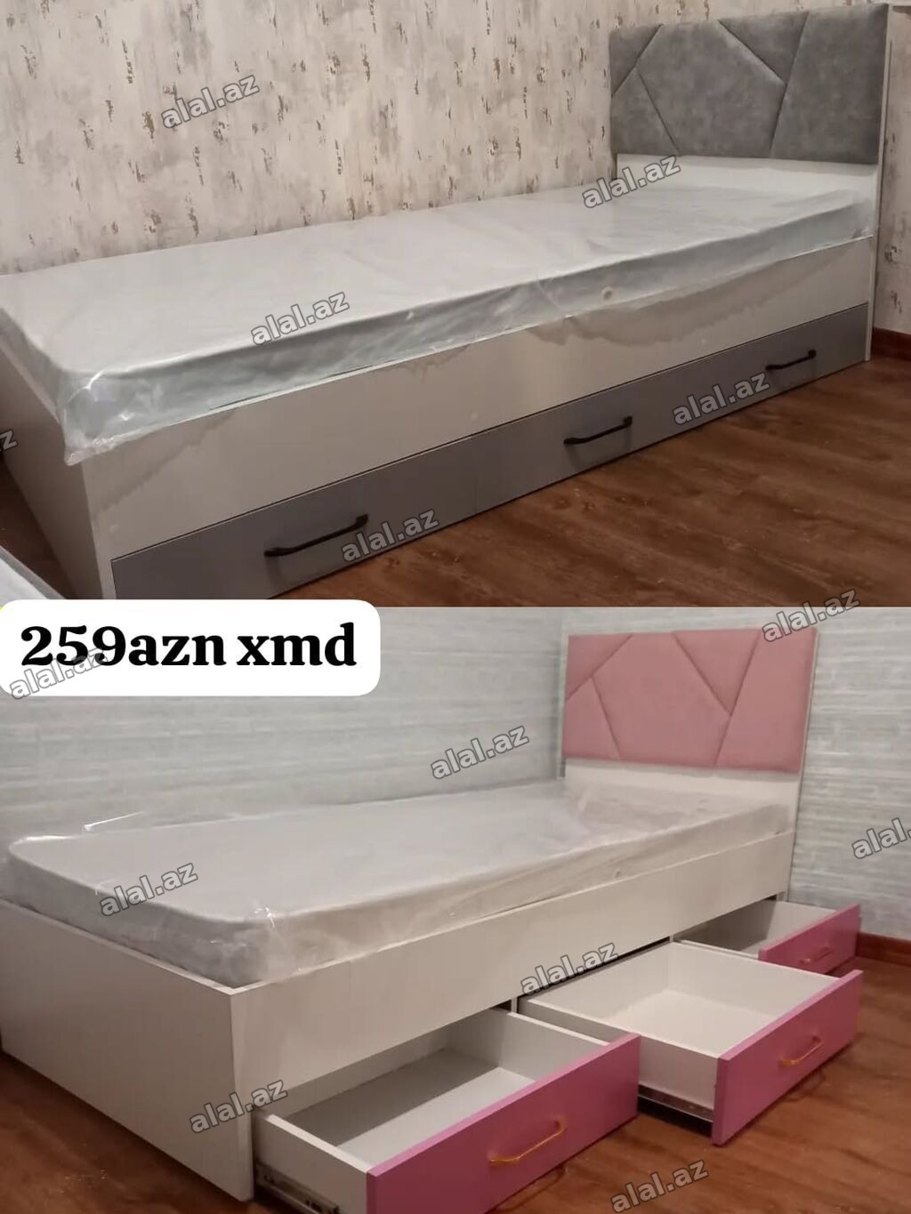 Tək nəfərlik uşaq/yeniyetmə çarpayısı – alt hissədə 3 geniş çekmece