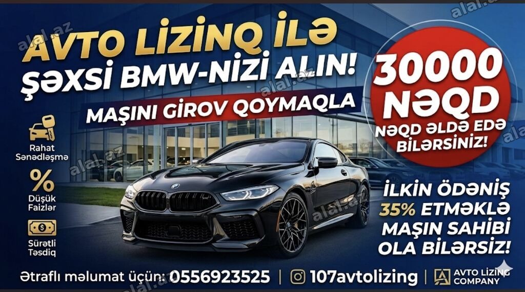 Avto lizinq xidməti – BMW üçün lizinq təklifi - Şəxsi BMW-ni avto