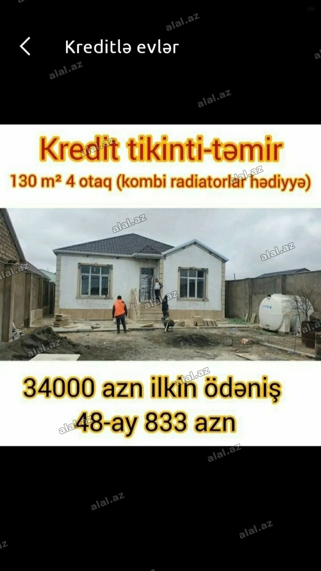 Kreditlə fərdi evlərin tikintisi