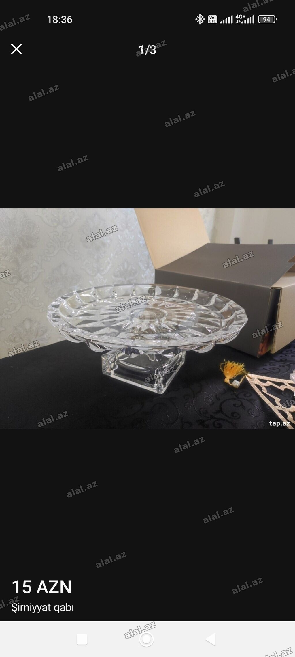 Tort və şiriniyyat qabı, Şüşə
