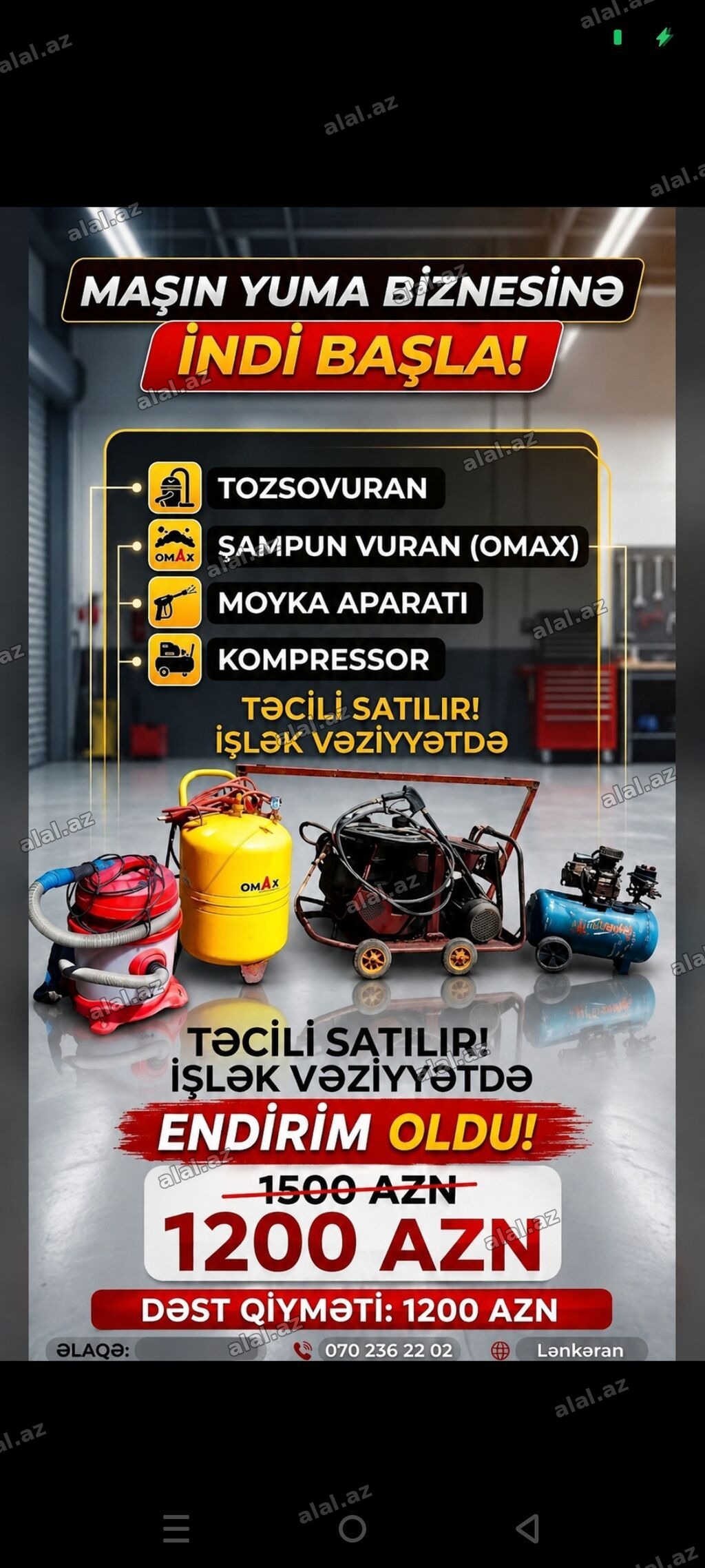 Maşın yuma üçün tam avadanlıq dəsti Dəst tərkibi: - Tozsoran (MAX) –