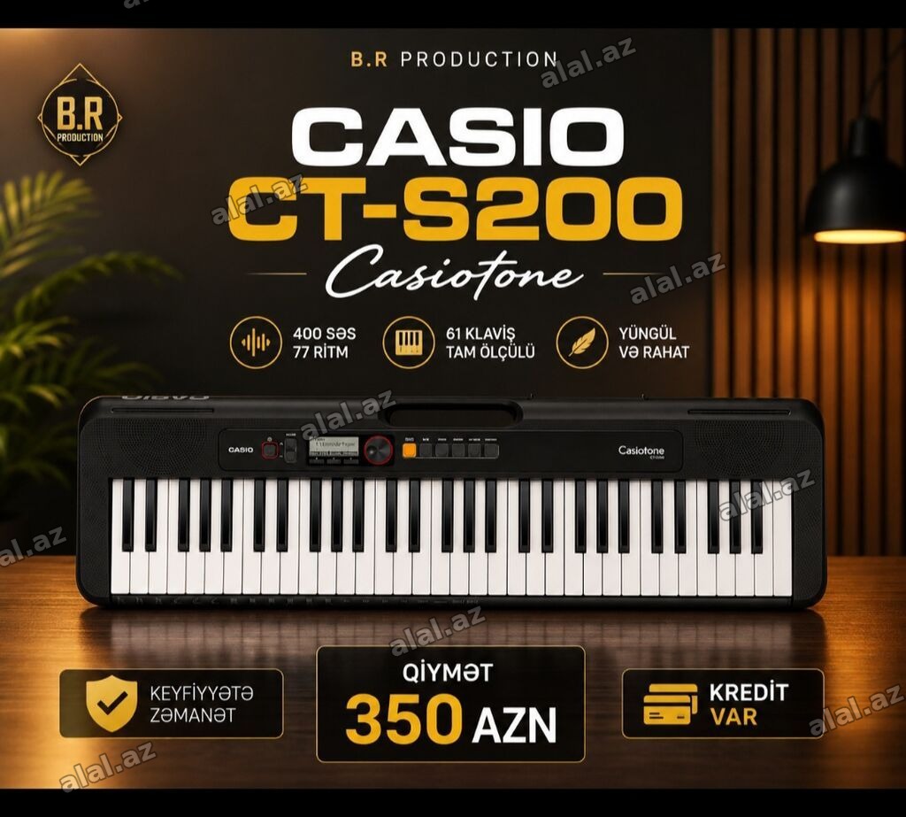 Casio CT-S200 Casiotone sintezator - 61 tam ölçülü klaviş - 400 səs