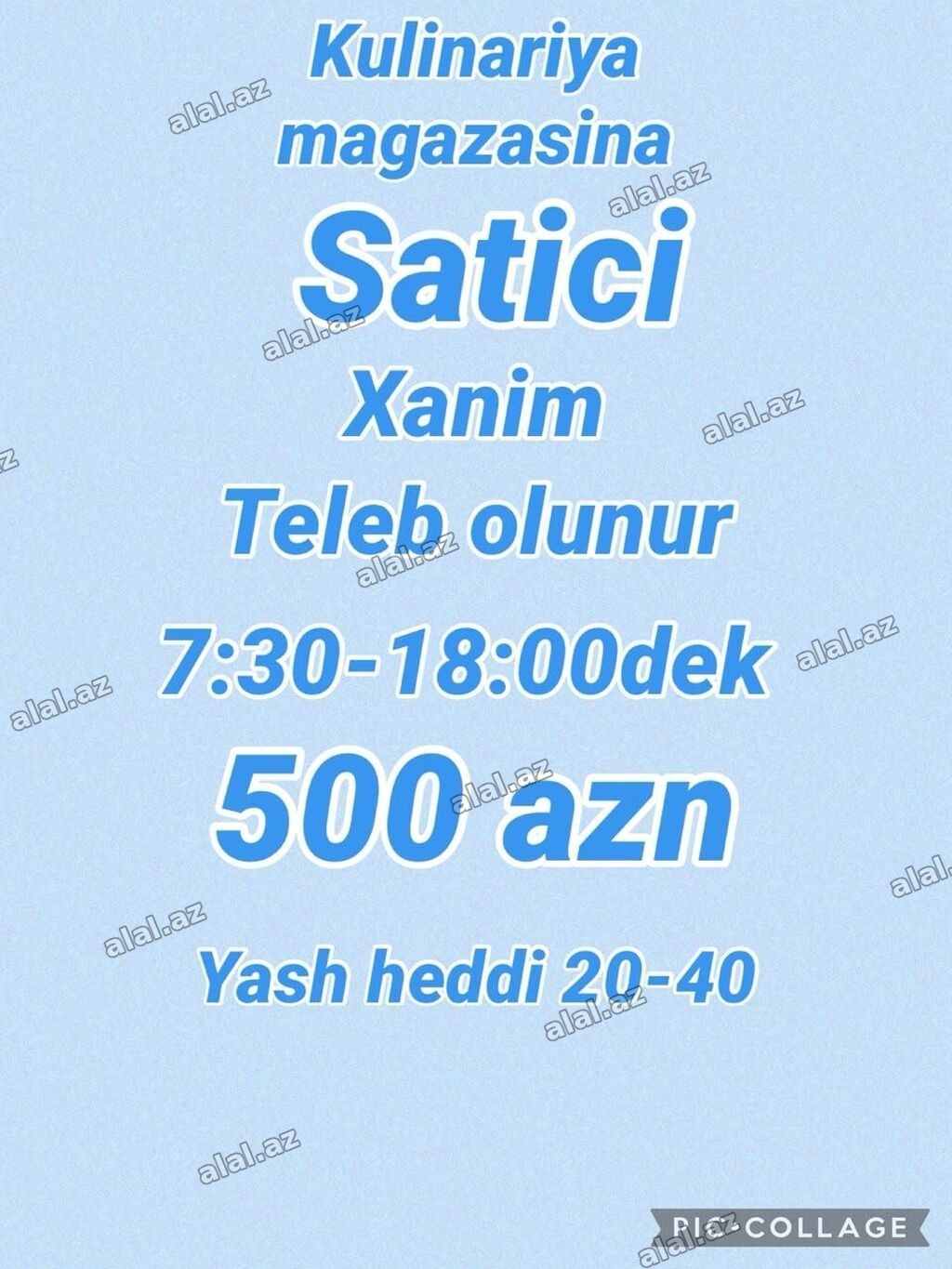 Satış məsləhətçisi tələb olunur, Yalnız qadınlar üçün, 18-29 yaş, 1 ildən az təc